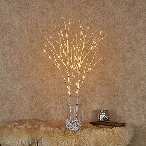 Hairui Lighted Artificial Twig Birch Tree Branch with Fairy Lights 30IN