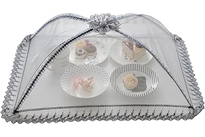 Wuyue Hua 50x40cm Large Premium Pop-Up Mesh Screen Food Cover Tent Umbrella, Reusable and Collapsible Outdoor Picnic Food Cov