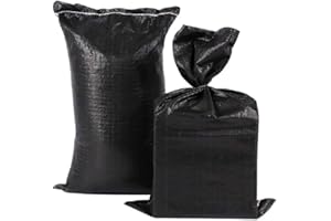 Heavy Duty Sand Bags with Tie Strings Empty Woven Polypropylene Sand-Bags with UV Protection, Sand Bags Weights 14x26 10-Pack