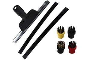 Steam Squeegee Attachment and Cleaning Brush for SC1 SC2 SC3 SC4 SC5, Rubber Scraper for Glass and Carpets, 7-Piece Kit with 