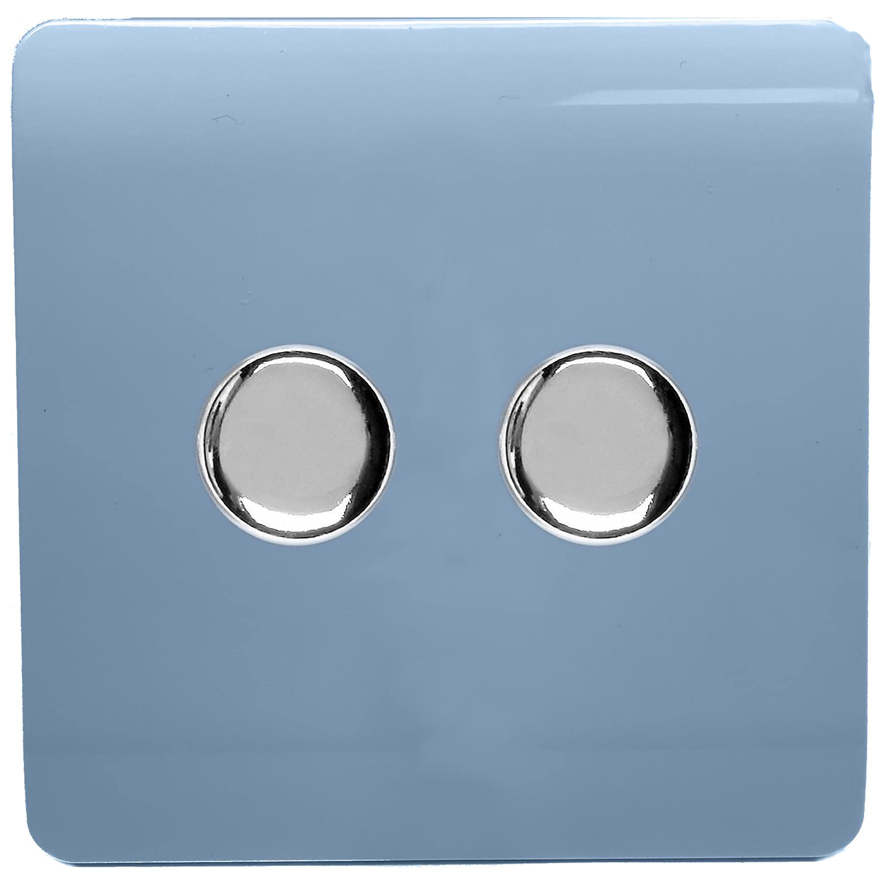 Trendi Artistic Modern Glossy Tactile 2 Gang 2 Way 120w LED Dimmer Switch Sky
