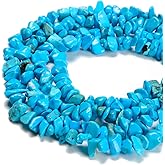 jodaying 3-5mm Natural Blue Turquoise Gemstone Chips Loose Beads Semi Precious for Jewelry Making DIY Handmade Craft Supplies 1 Strand per Bag Approxi 32"