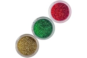 OH! SWEET ART - Christmas Set x 3 Disco Cake dust (15 gr in total) 5 each jar (Christmas Red/Christmas Green/Crown Gold)