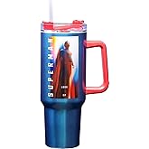 Spoontiques Superman Legacy 40oz Stainless Steel Travel Mug - Double Wall Stainless Steel with Sliding Lock Travel Lid - 11" Tall