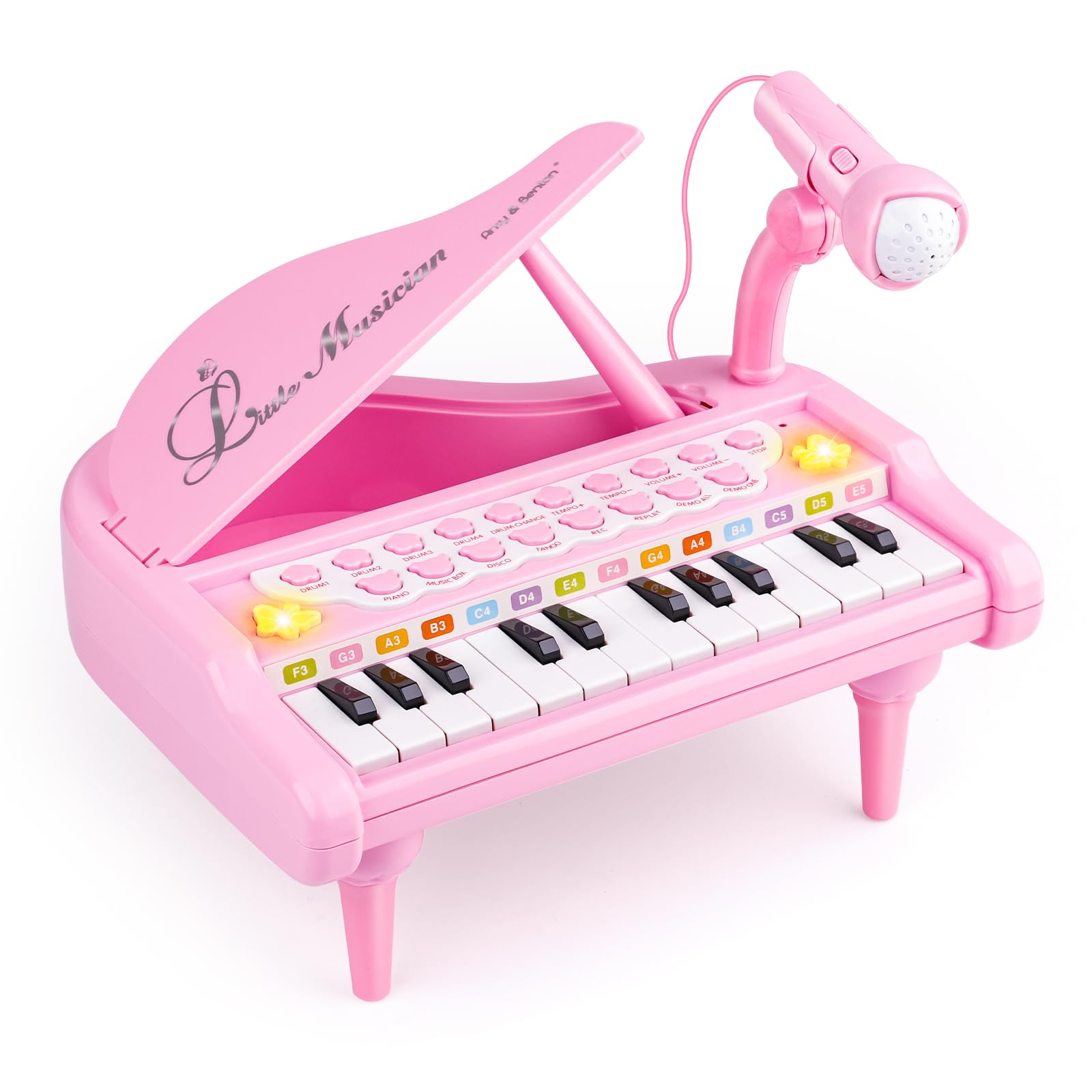 AmyBenton Baby Kids Piano Keyboard, 24 Keys Electronic Music Piano Keyboard with Microphone for Kids 1 2 3 Year Old Girls Toys，Birthday Gift for 1 2 3 Year Old Girls