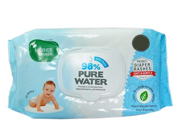 Mother Sparsh 98% Water Based Scented Wipes (80 Scented Baby Wipes) - Plant Based Fabric