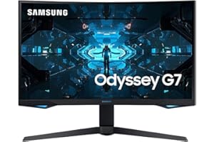 SAMSUNG 32” Odyssey G7 Series WQHD (2560x1440) Curved Gaming Monitor, 240Hz, 1ms, HDMI, G-Sync, FreeSync Premium Pro, LC32G75TQSNXZA