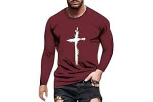 WOCACHI Soldier Long Sleeve T-Shirts for Mens, 2023 3D Street Faith Jesus Cross Print Workout Athletics Tee Tops