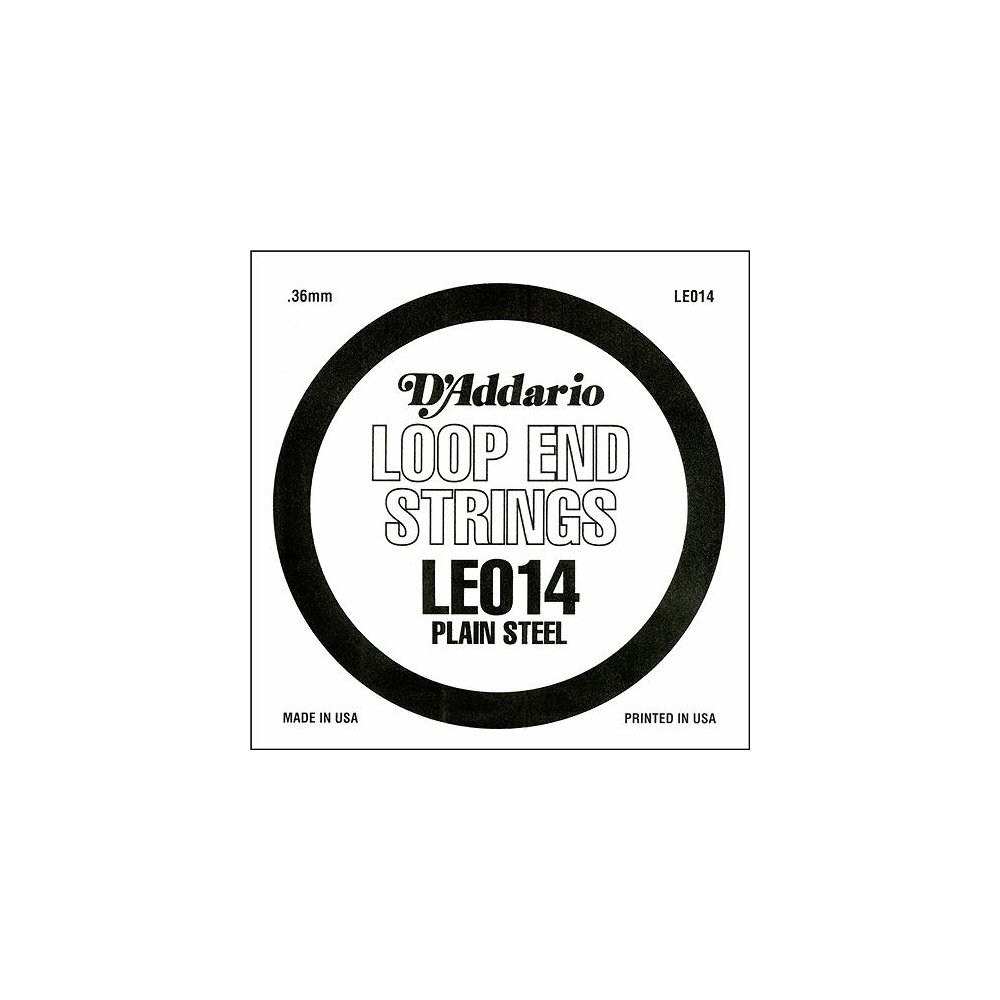 D'Addario LE014 .014 Plain Steel Loop End Single String
