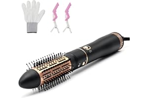 USBELFF Round Hair Blow Dryer Brush - 1.6 Inch Ceramic Barrel Hair Dryer Brush for Short/Middle Hair, Negative Ionic Dryer Brush, Black-Golden