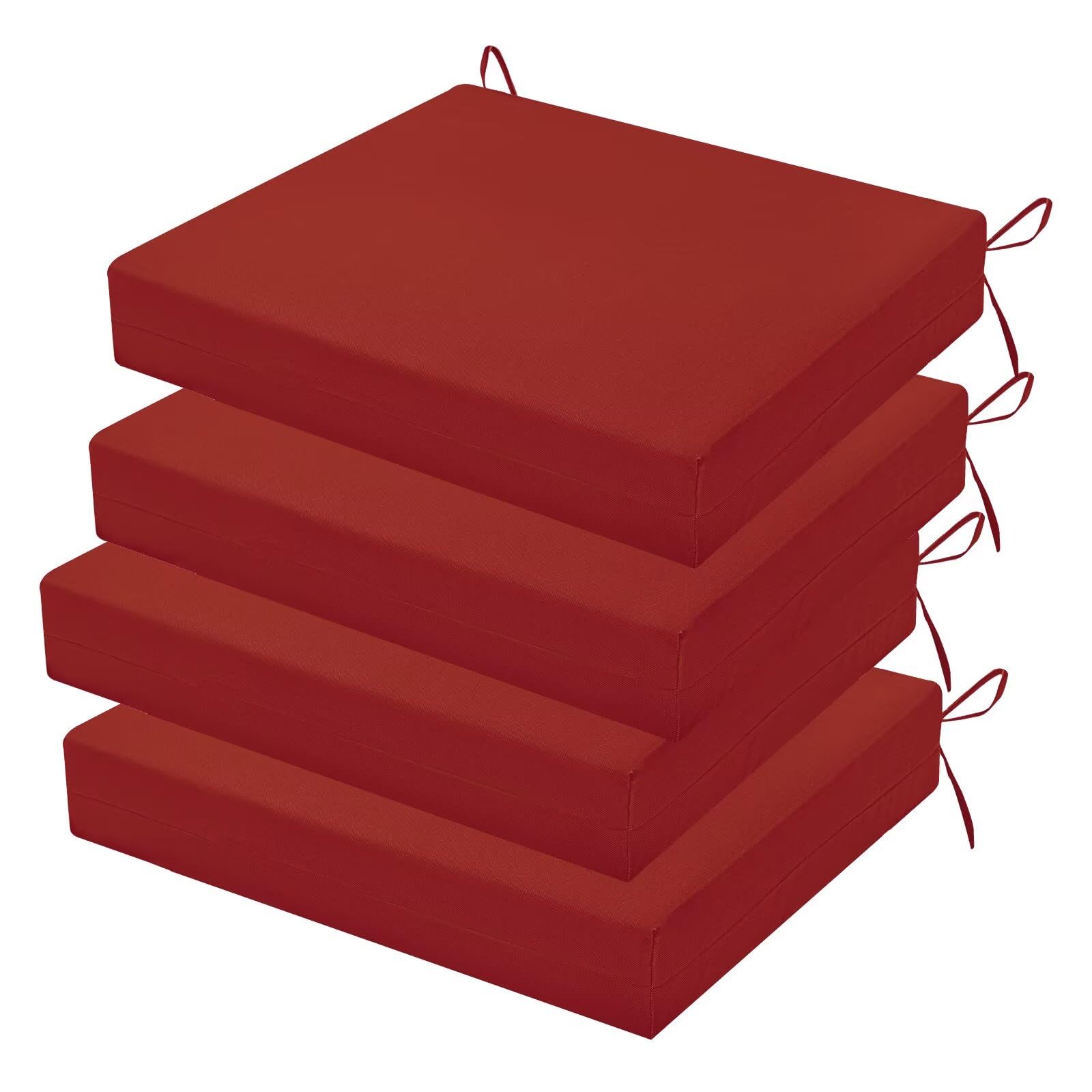 HOMELYSIAN Outdoor Chair Cushions Set of 4, 18.5 x 16 Inch Patio Chair Cushions for Outdoor Furniture, Water Resistant, Non-Slip Ties(Brick Red) Image