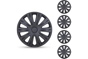 CAROXX Hubcaps 17'', Wheel Rim Cover Universal R17 Hub Caps, Snap On Car Pickup Truck SUV, Wheel Covers Replacement, ABS Material, 4 Pack, 17-Inch, Matte Black