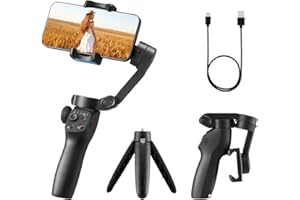 VEVOR Gimbal Stabilizer for Smartphone, 3-Axis Stabilization, Phone Gimbal for Android & iPhone with Face/Object Tracking, Tripod, Portable & Foldable Handheld Phone Stabilizer for Video Recording