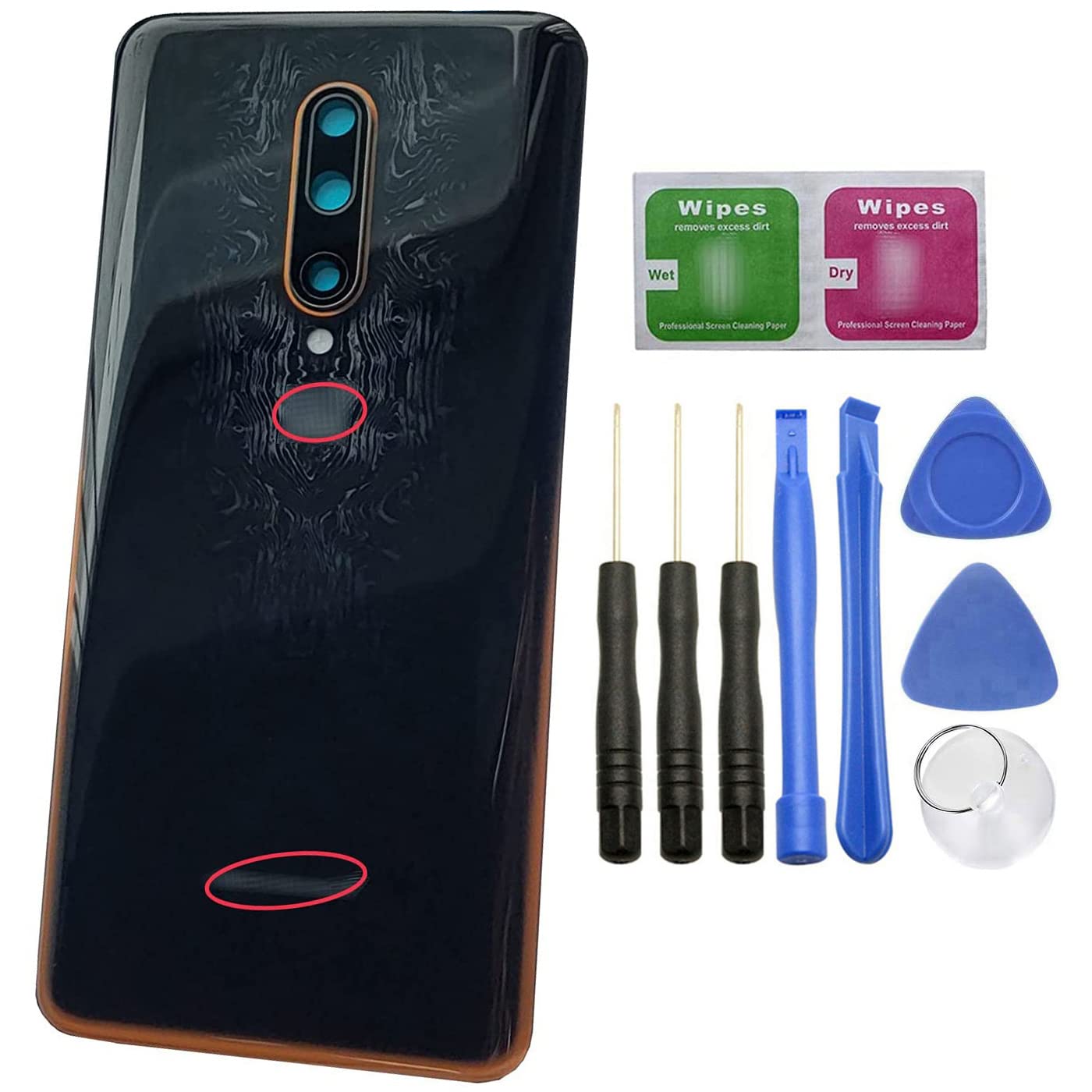 Photo 1 of ubrokeifixit for OnePlus 7T Pro Rear Panel Back Glass Door Cover Replacement with Pre-Cut Tape for OnePlus 7T Pro 6.67" HD1910 HD1913(NOT for OnePlus 7T 6.55") (7T Pro/McLaren with Camera Lens)