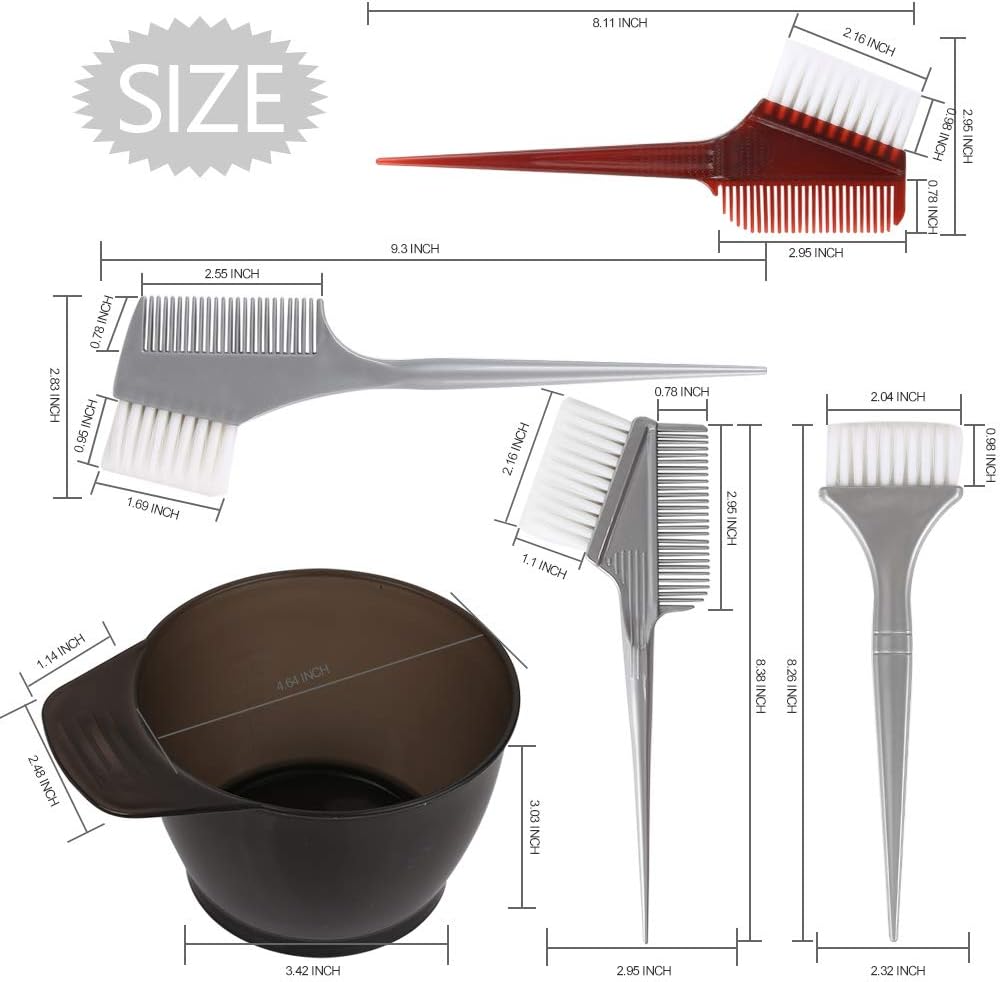 Hair Color Brush and Bowl Set, YGDZ Hair Dye Brush and Bowl Set, Professional Salon Hair Coloring Dyeing Kit, 4pcs Hair Tint Brushes & 2pcs Mixing Bowls: Kitchen & Dining