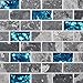 Ocean Teal Blue Glass Nature Stone Tile Kitchen Backsplash 3D Bath Shower Accent Wall Decor Gray Wave Marble 1 x 2 Subway Art Mosaics TSTNB03 (1 Sample 3 X 6 Inches)