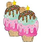 Artisan Owl Set of 2 Ice Cream Cone 30" Foil Party Balloons