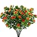 Nahuaa 4PCS Artificial Flowers Outdoor Faux Fall Flower Decor Fake Plastic Plants Greenery Bushes Orange for Hanging Planter Home Wedding Porch Window Box
