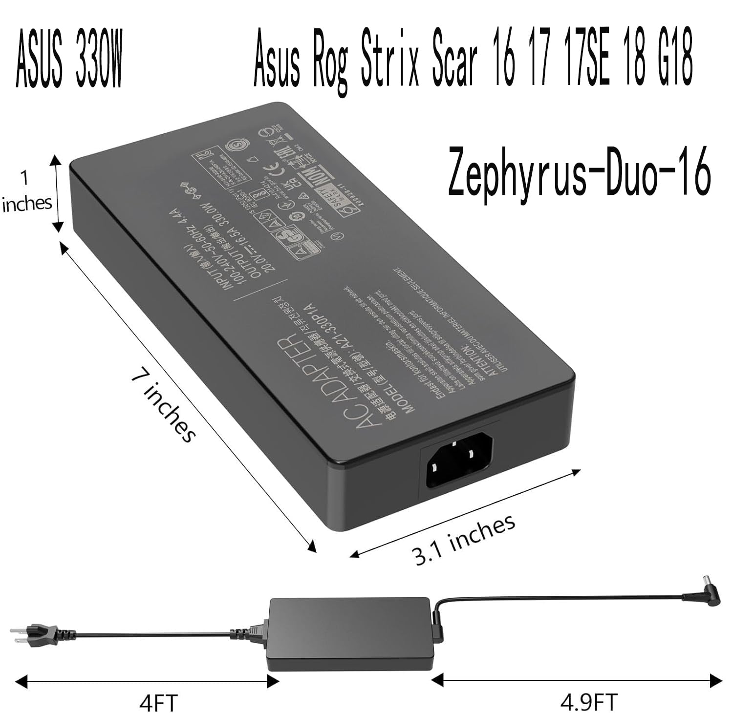 ASUS Rog 20V 16.5A 330W AC Laptop Adapter Power Supply A22-330P1A