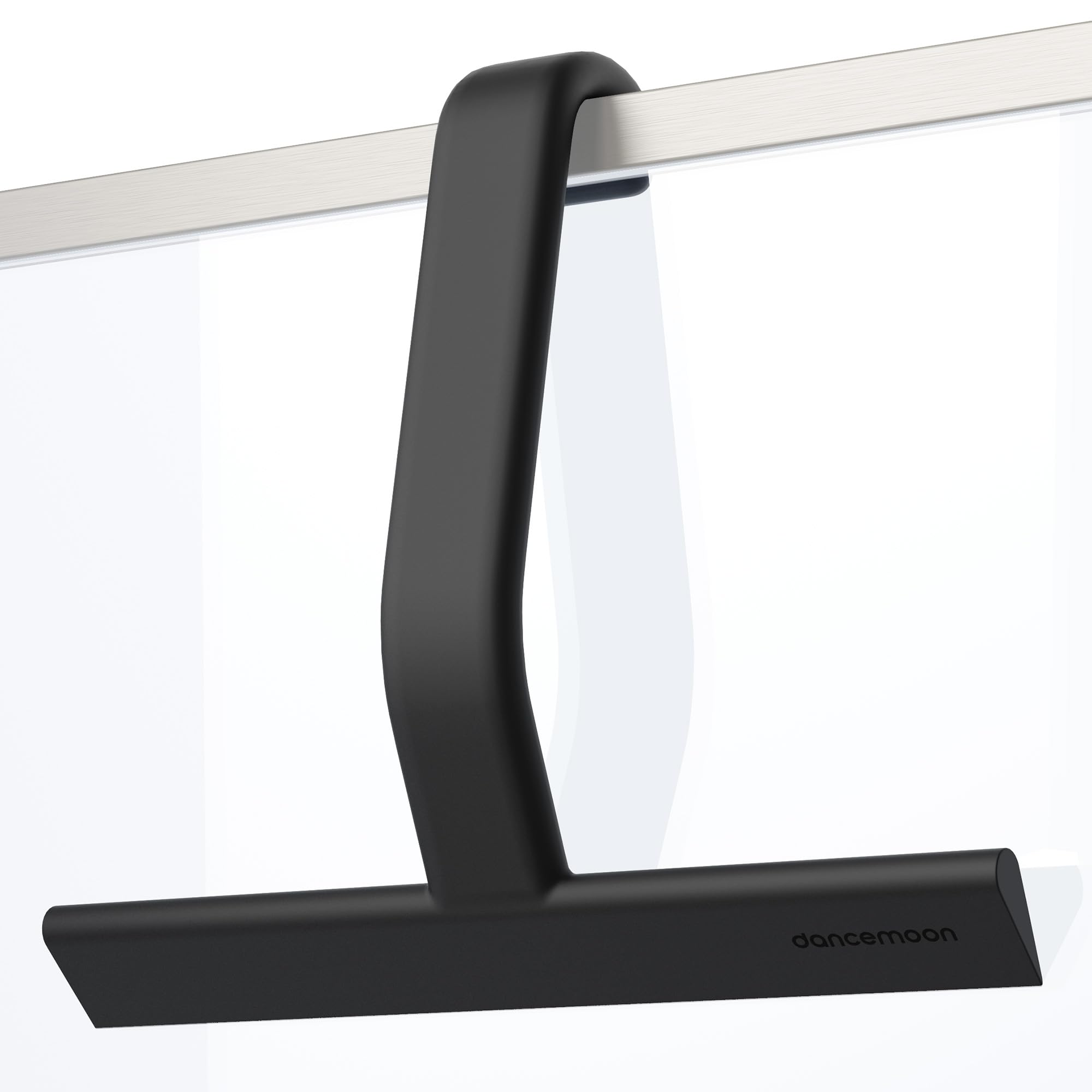 dancemoon JustHang Shower Squeegee for Glass Doors, All-in-One Award-Winning Silicone Squeegee with Built-in Hook for Bathroom, Window, Mirror, Tile Wall, Car, Streak-Free Cleaner Tool, 10-Inch Black
