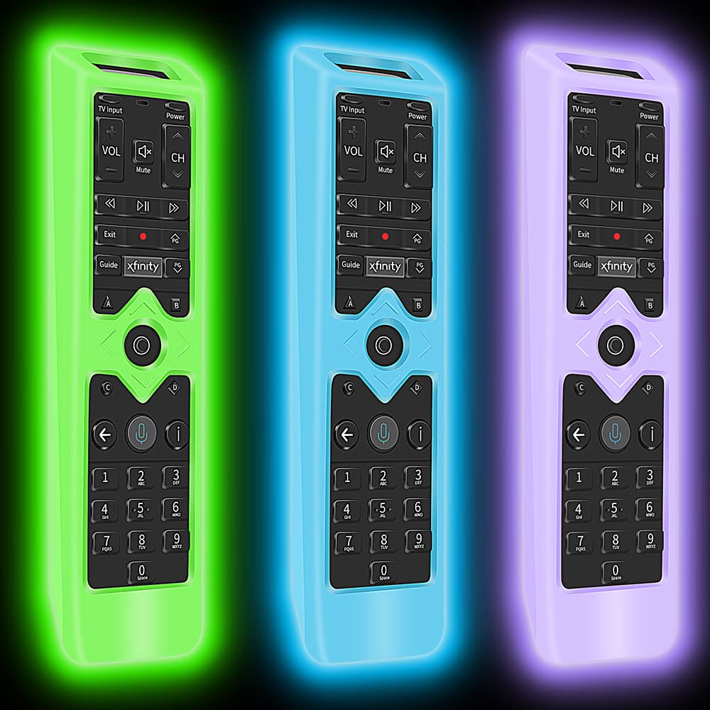 Photo 1 of 3Pcs Protective Case Skin for Xfinity Remote Control,Silicone Case Skin Sleeve for XFinity Comcast XR15 Voice Remote,[Thicken Layer]Shockproof Remote Battery Back Covers-Glowblue+Glowgreen+Glowpurple