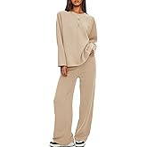 Darong Two Piece Outfits for Women Fall Lounge Sets Button Down Sweatshirt Wide Leg Pants Sweatsuits Set with Pockets