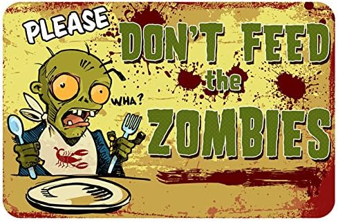 Don't feed the Zombies Creative Halloween Design Skid-Resistant Floor Mat with Polyester Face and Sponge Rubber Backings