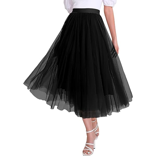 Amazon.com: Dwirapal Sequin Long Tulle Skirt Layered Flowy Fairy