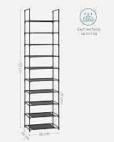 SONGMICS 10-Tier Shoe Rack 45 x 28 x 173 cm Metal Frame Black LSH010B02 view 3
