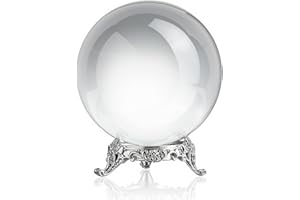 QFkris 80mm Clear Crystal Ball with Stand for Fortune Teller Divination Crystal Sphere for Magic, 3.1inch Decorative Ball for Lensball Photography, Feng Shui