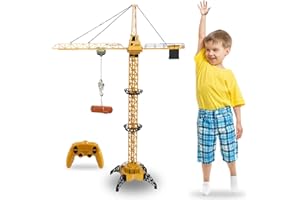 Liberty Imports 6 Channel RC Mega Tower Crane, 50.4 inch Tall 2.4GHz Remote Control Construction Site Toy 680° Rotation Lift Model with Tower Lights and Sounds for Kids