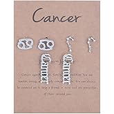 3 Pairs New Card Packaging Horoscope Zodiac Stud Earrings 12 Constellation Astrology 18K Gold Plated Little Ear Stud for Women Friendship Jewelry Gift