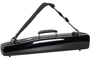 Crossrock Woodwind Case, 100% Fiberglass Hardshell with Backpack Straps, TSA Lock, Fits Straight Soprano Saxophone, Right-Bla