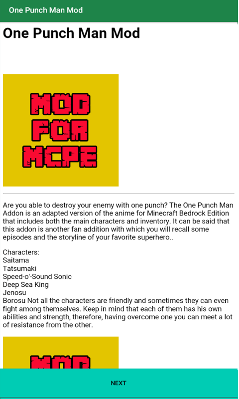 One Punch Man Mod for PE