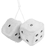MR CARTOOL Car Fuzzy Dice,3 inch Pair Retro Square Mirror Hanging Dice, Couple Fuzzy Plush Dice Dots Car Interior Ornament De