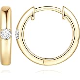 Fanglcy Gold Earrings for Women 14K Gold Hoop Earrings for Women Radiant Cubic Zirconia Comfortable Huggie Hoop Earring 15/20/25mm