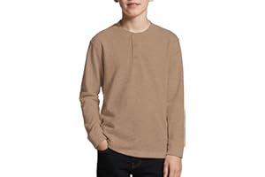 Silenroar Boys Henley Long Sleeve Shirt Plain Triblend T-Shirt Crewneck Button Tee Fitted Casual Tops