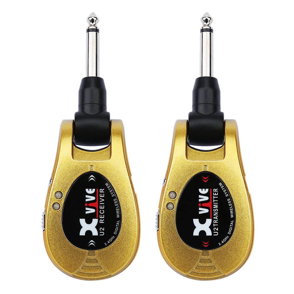 Xvive U2 Wireless Guitar System Gold 2.4GHz Transmitter and Receiver for Electric Guitar, Bass, Violin, Keyboard