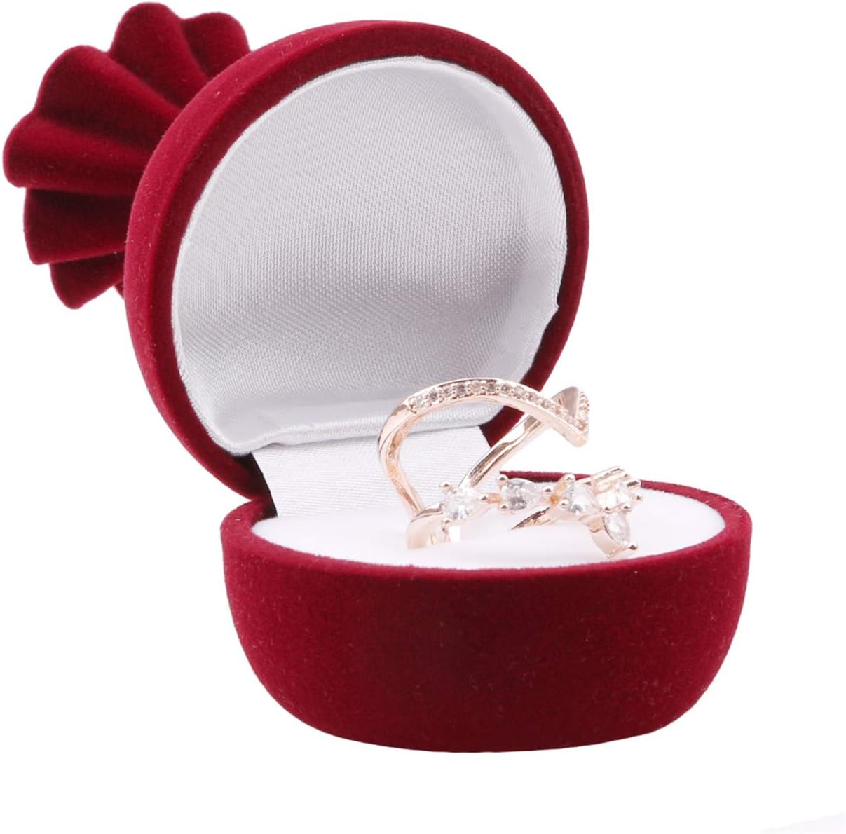 ZALING Pomegranate Flower Pattern Ring Storage Box Creative Jewelry Pouch Red