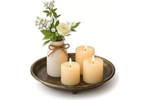 mivofo 10-inch Candle Plate Holder Tray & 30-inch Wooden Bead Garland with Tassels, Farmhouse Decorative Tray, Rustic Country Home Decor - Black