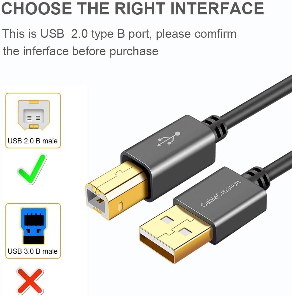 CableCreation USB Printer Cable 4.5M/14.7FT A Male to B Male Scanner Cord, Compatible with HP, Brother, Dell, Epson - Image 5