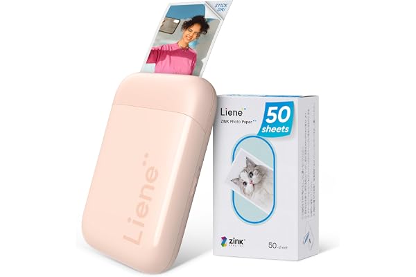 Liene Pearl K100 Photo Printer, 2x3 Mini Instant Portable Color Mono Picture Printer 50 Zink Adhesive Paper, Bluetooth 5.2, Compatible w/iOS & Android, Small Photo Maker for iPhone, Smartphones, Pink
