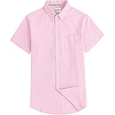 Men's Oxford Dress Shirt Short Sleeve Button Down Shirts Business Casual with Chest Pocket for Gifts