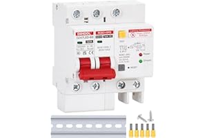 DIHOOL Ground Fault Circuit Breaker with Voltage Surge Arrester Protection, 32Amp, 2 Poles, AC 120V-240V, DIN Rail Mount Resi