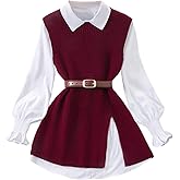 OYOANGLE Women's Slit Hem Crew Neck Knit Sweater Vest Tunic Sleeveless Pullover Tops