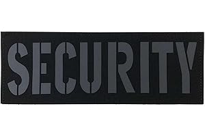 uuKen Large Security Patch Reflective 8.5x3 inches for Vests Jackets Clothing Bags Backpacks with Hook and Loop (RF Black,L 8.5"×3")