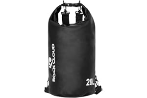 ROCK CLOUD Dry Bag Waterproof 20L Dry Sack for Kayaking Rafting Boating Beach Surfing Swimming Canoe Camping Hiking Fishing Ski, Black