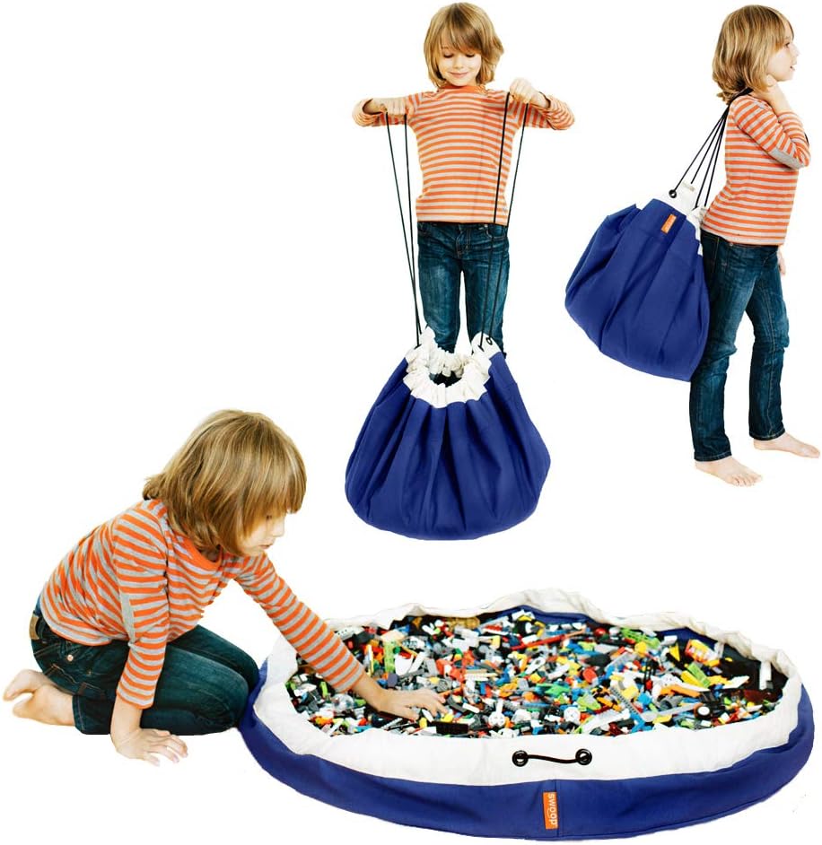 SWOOP Bag Original Toy Storage Bag, Blue - Canvas - Durable Toy Organizer - Ideal for Cleaning up Little Toys Like Legos!