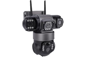 ciciglow 4G Solar Security Camera, 1080P Triple Lens 10x Zoom AI Motion Detection 360 Coverage with 8W Solar Panel Two Way Ta