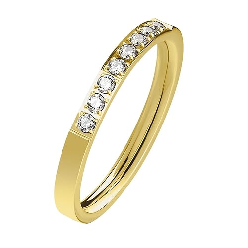 beyoutifulthings zarter ZIRKONIA-REIHE clear Band-Ring Chirurgenstahl 316L Verlobungs-Ring Partner-Ring Trau-Ring Silber Gold